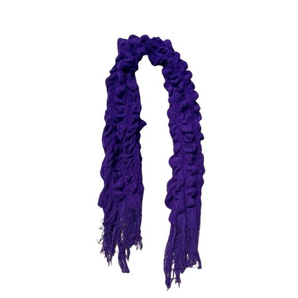 Purple Knitted Frilled Scarf  - Picture 1 of 3